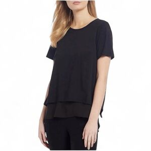 Michael Kors Plus Size Layered Split-Back Top in Black - Size 1X